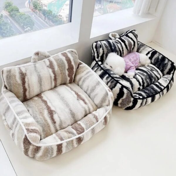 luxury lambswool zebra print dog & cat sofa bed 3