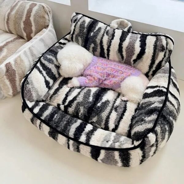 luxury lambswool zebra print dog & cat sofa bed 5