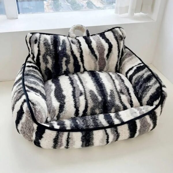 luxury lambswool zebra print dog & cat sofa bed 6