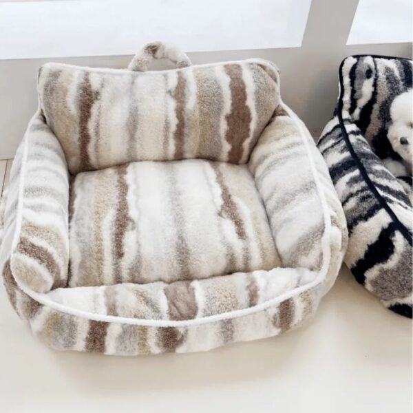 luxury lambswool zebra print dog & cat sofa bed 8
