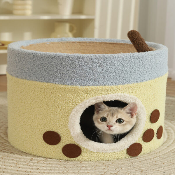 milk tea sisal barrel cat's nest (2)