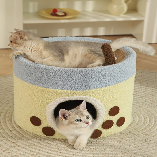 milk tea sisal barrel cat's nest (5)