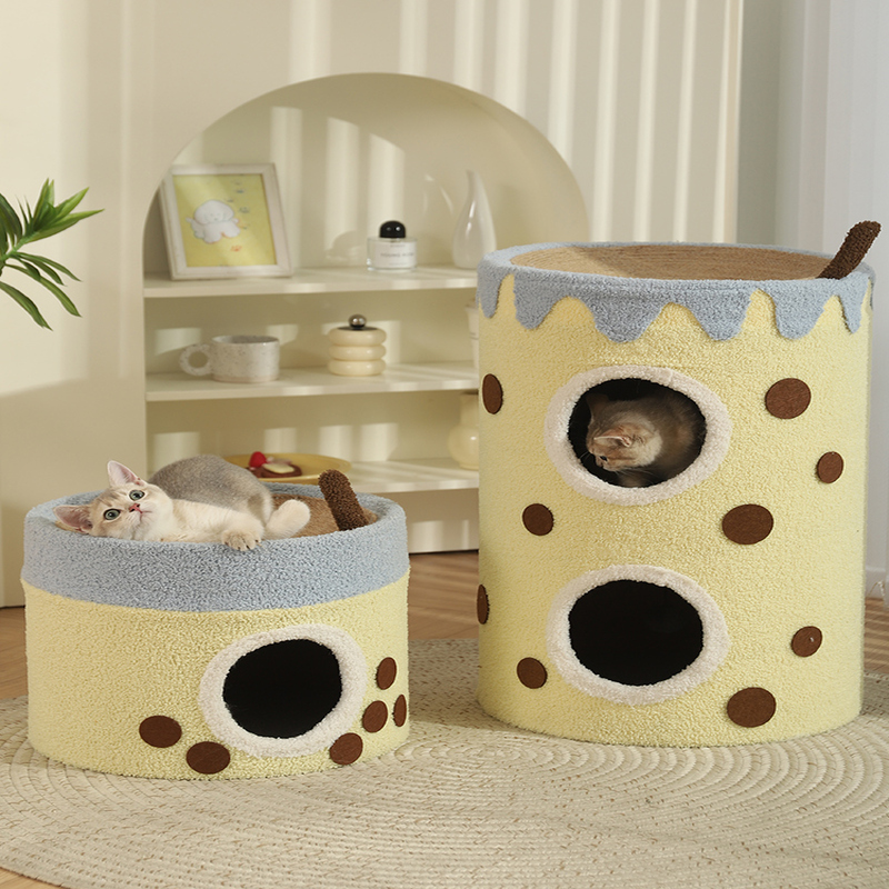 milk tea sisal barrel cat's nest
