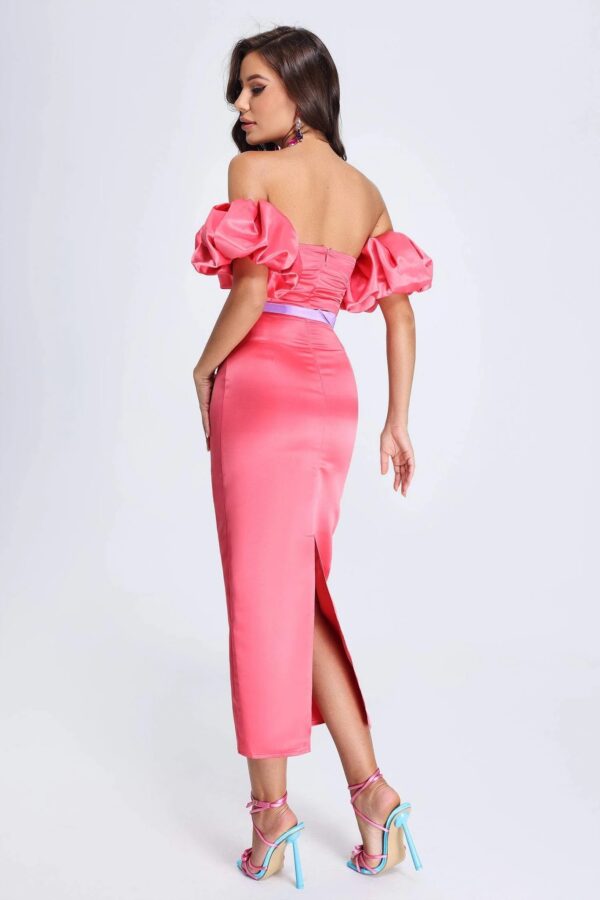 neile off shoulder satin dress 3