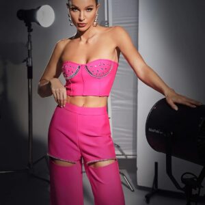 nyrobi crystal circle cutout bandage pants set 1
