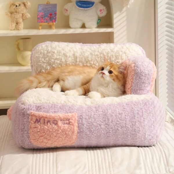 sweet cake color lambswool portable dog & cat sofa bed 1