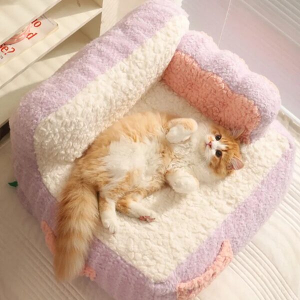 sweet cake color lambswool portable dog & cat sofa bed 3