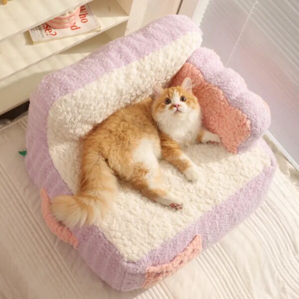 sweet cake color lambswool portable dog & cat sofa bed 4