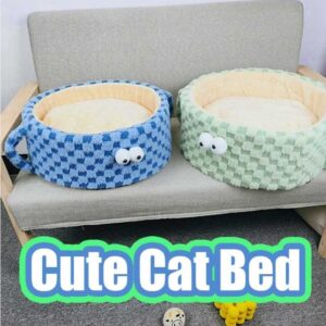 vintage grid round cat bed 5 5