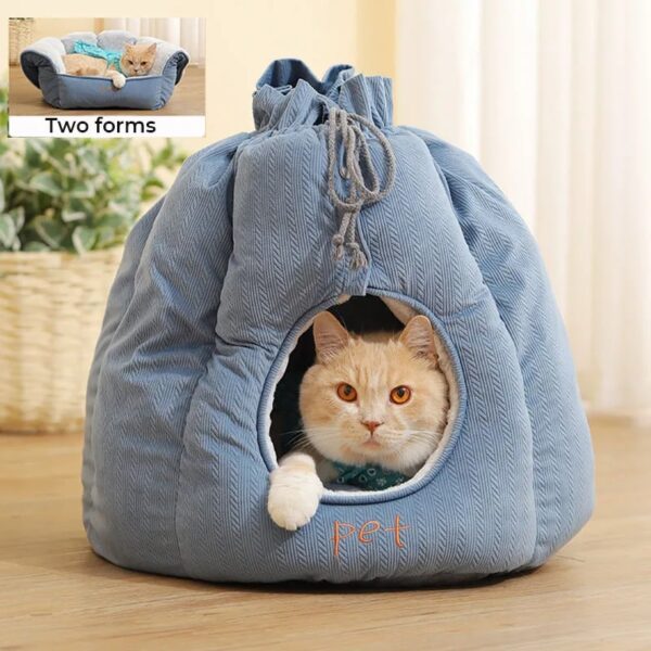 warm plush cat cave square dog bed 5