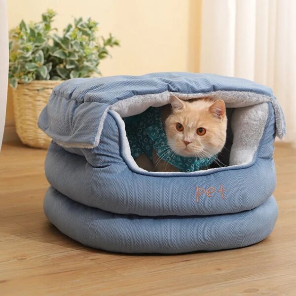 warm plush cat cave square dog bed 6