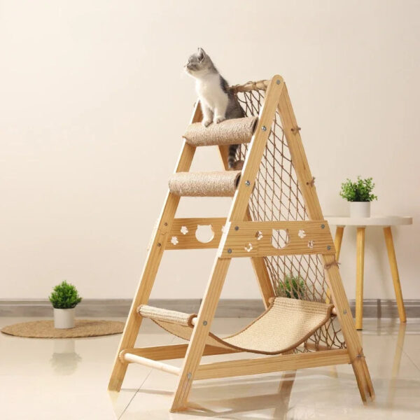 2023 new large size wooden cat climbing net frame 1