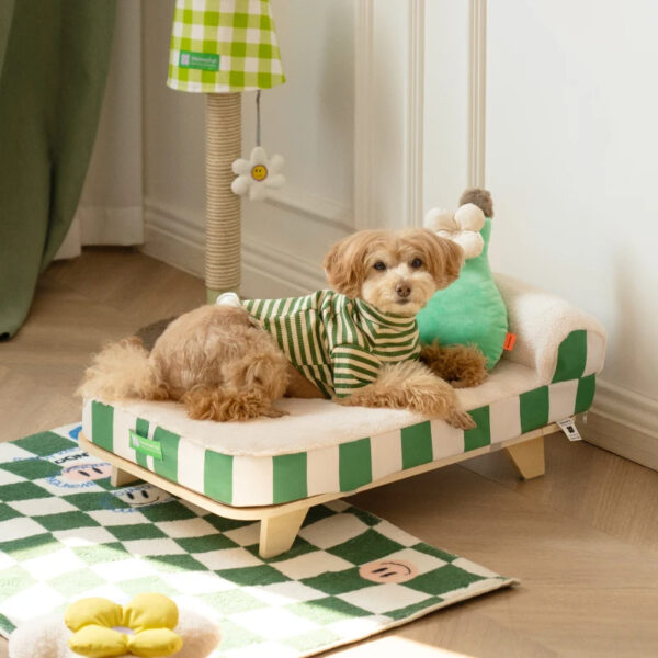 2023 new luxury elevated sturdy wood legs pet bed 1
