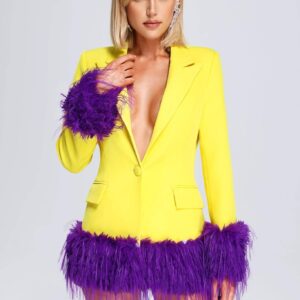 cherry feather blazer dress 1