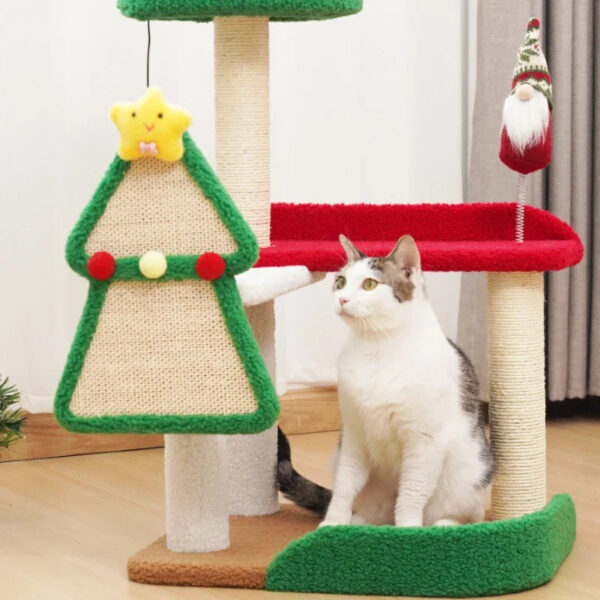 christmas series cat climbing frame with house & scratcher 5