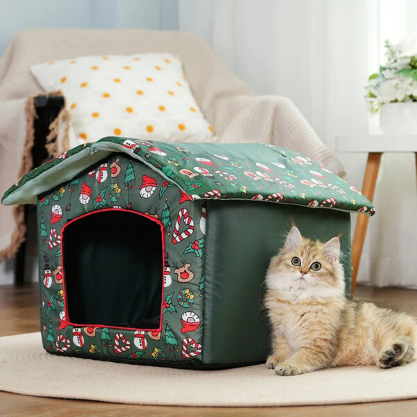 christmas themed collapsible pet house 3