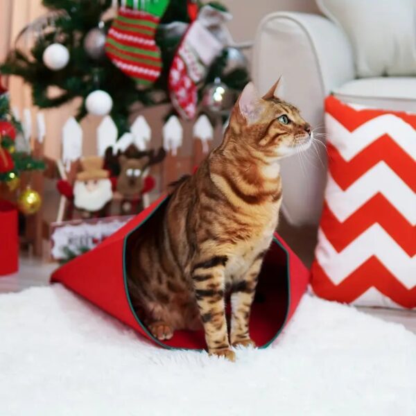 christmas zipper design cat sleeping bag with toy 11