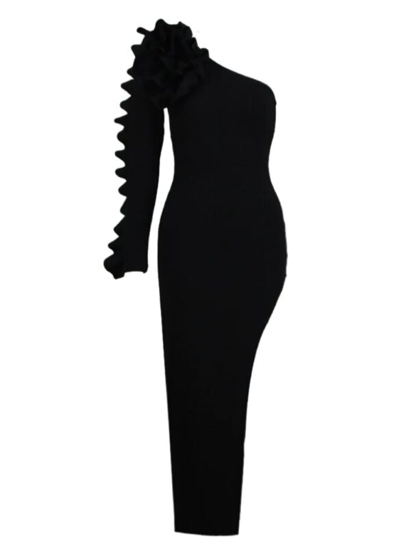 cliet one shoulder ruffle asymmetric knit dress 7