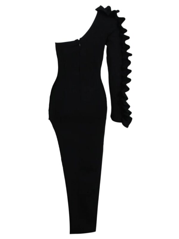 cliet one shoulder ruffle asymmetric knit dress 8