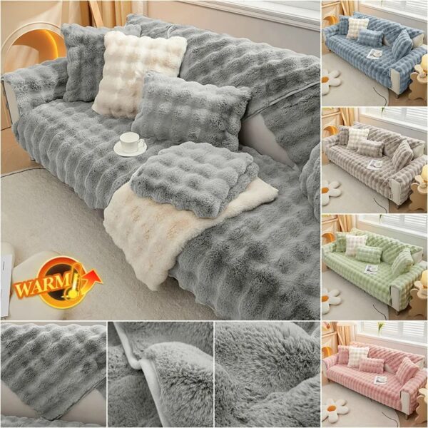 cozy plush solid color non slip sofa cover