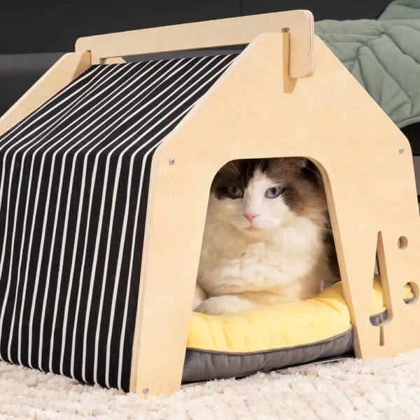 indoor wooden warmth cozy cat house 33