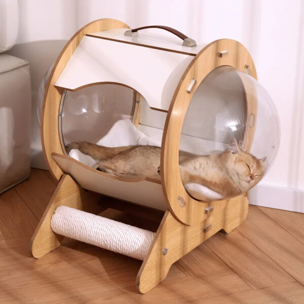 luxury space capsule shape cat house with scratcher 6