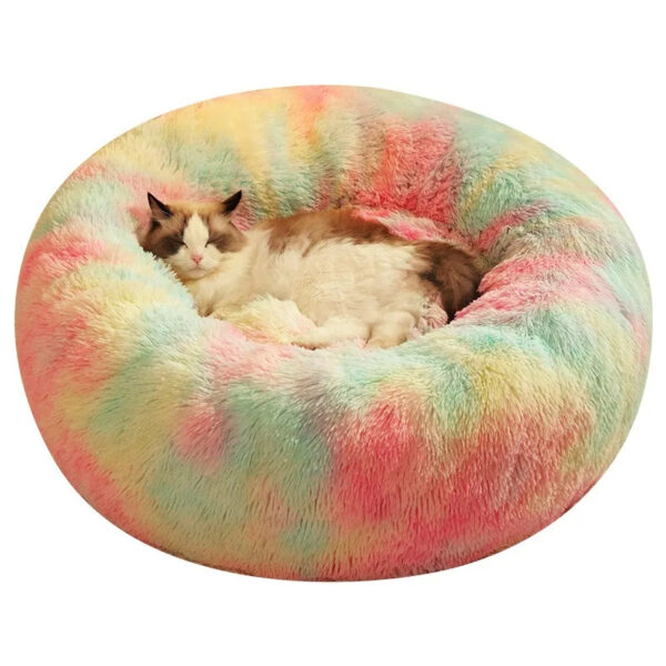 rainbow plush round shape cozy pet bed 15