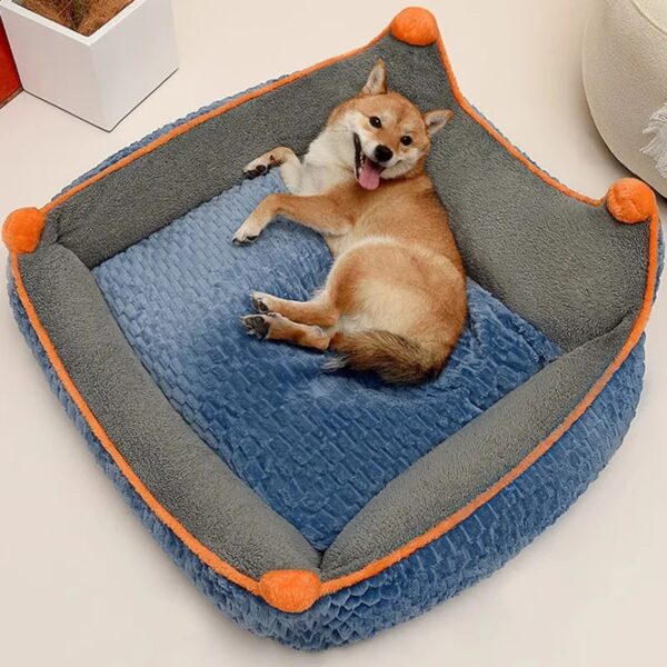 stylish warm crown dog bed with reversible cushion 12