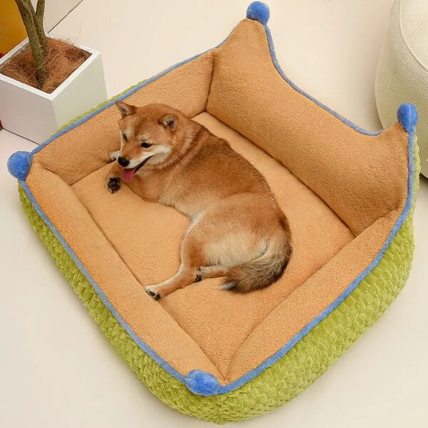 stylish warm crown dog bed with reversible cushion 13