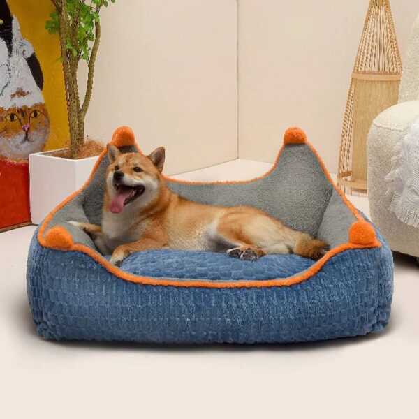 stylish warm crown dog bed with reversible cushion 19