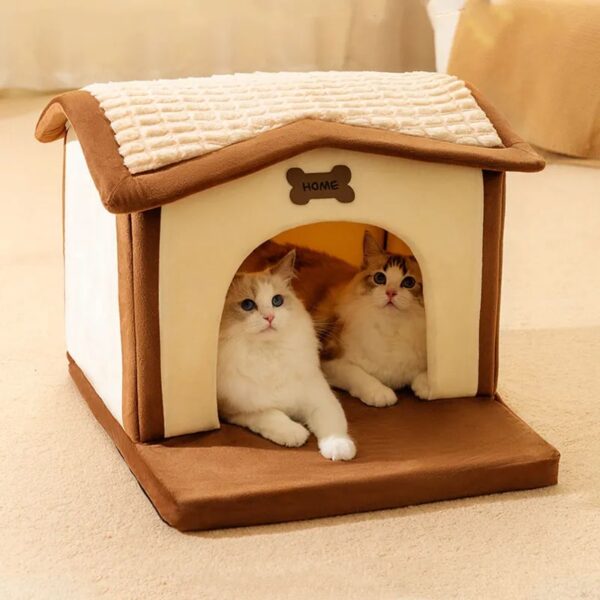 supportive warm detachable dog & cat house bed 13
