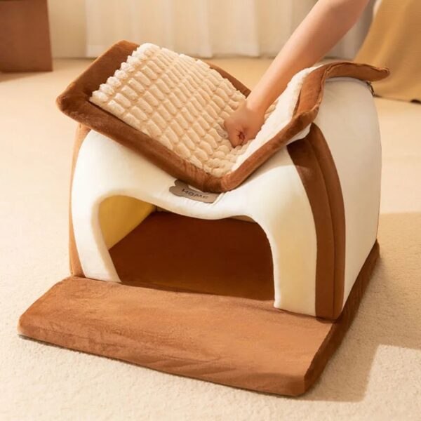 supportive warm detachable dog & cat house bed 14