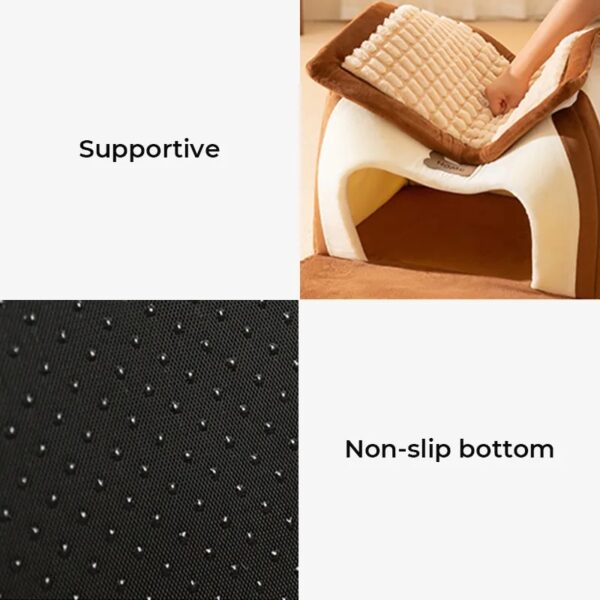 supportive warm detachable dog & cat house bed 16
