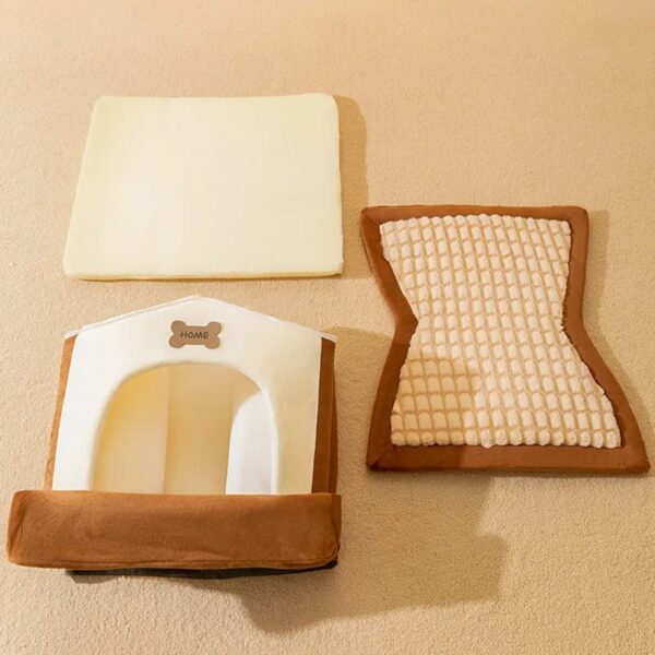 supportive warm detachable dog & cat house bed 17