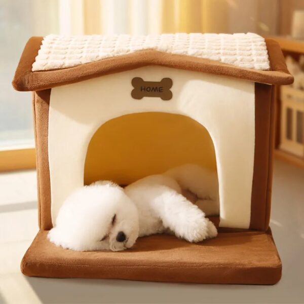 supportive warm detachable dog & cat house bed 18