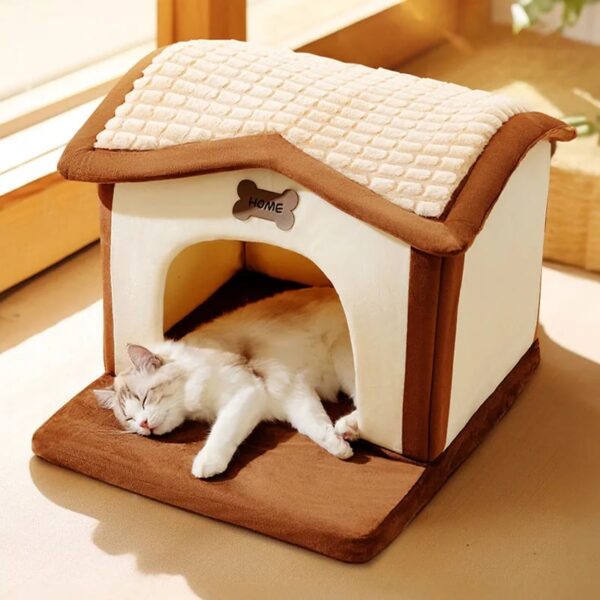 supportive warm detachable dog & cat house bed 20