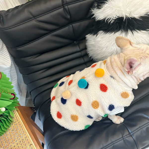 christmas warm winter dog vest with pom pom balls 3