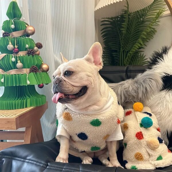 christmas warm winter dog vest with pom pom balls 7