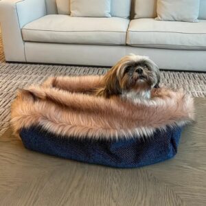dark blue portable winter pet snuggle bed 1