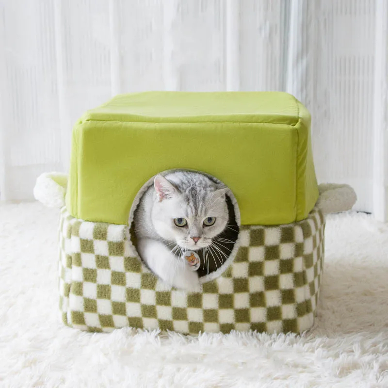 green checkered cube cat house 6 green checkered cube cat house 6