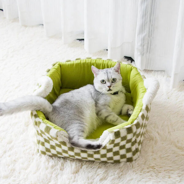 green checkered cube cat house 7