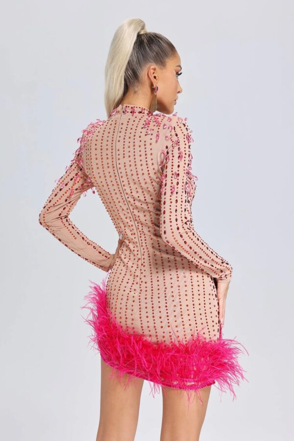 hatice feather rhinestone mini dress 3