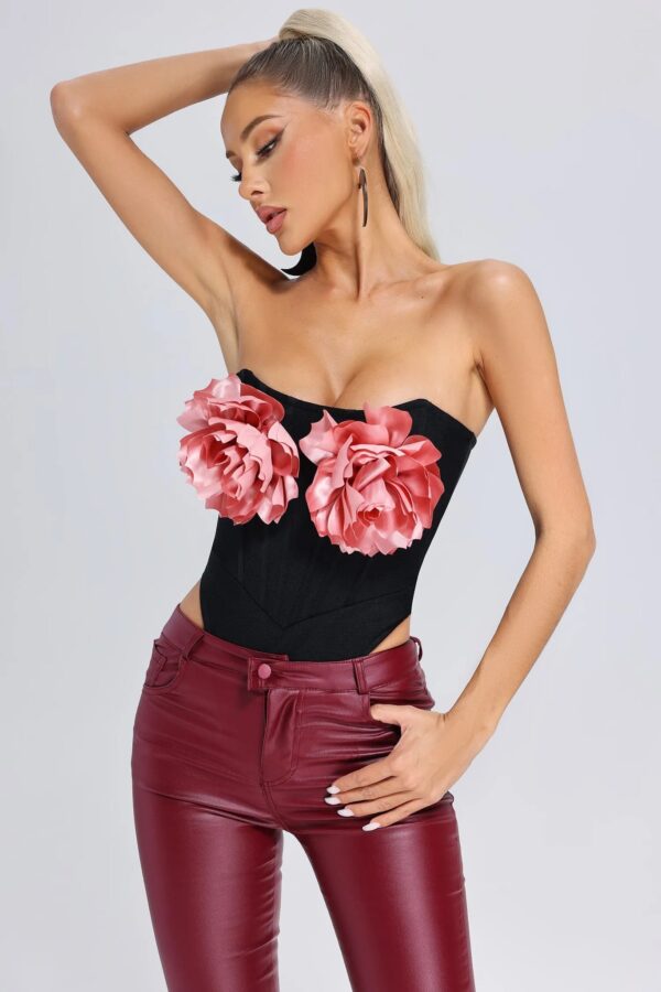 kiyami flowers bandage bodysuit 2