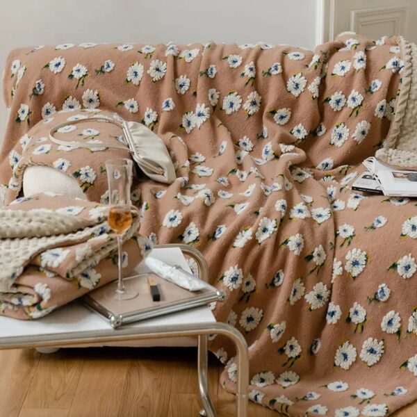 romantic jacquard fleece warm human pet throw blanket 1