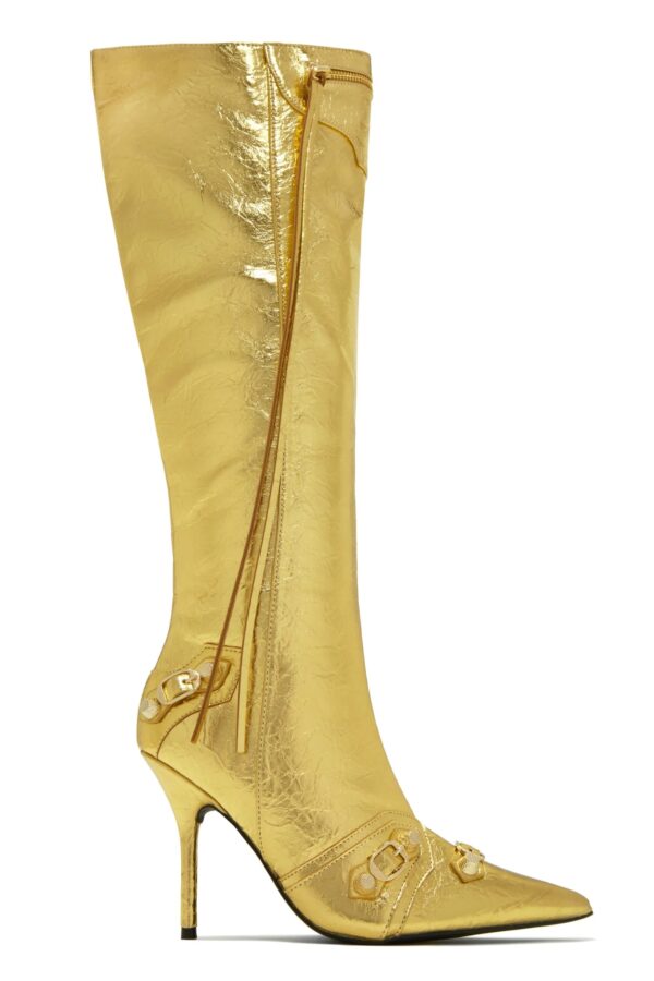 adison knee high boots in gold 2