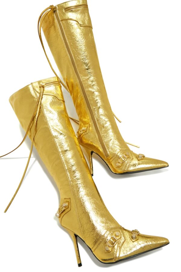 adison knee high boots in gold 5