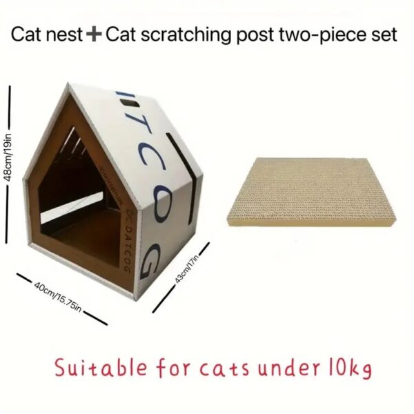 cardboard cat house with scratching board 3