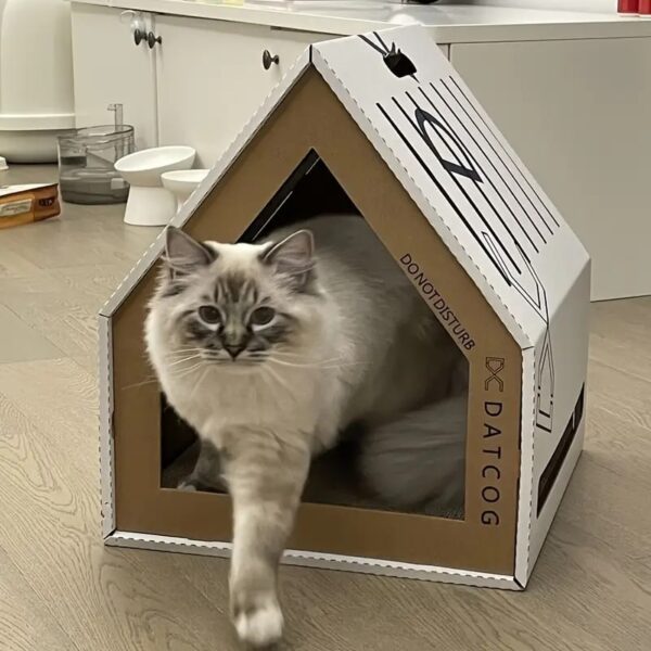 cardboard cat house with scratching board 5
