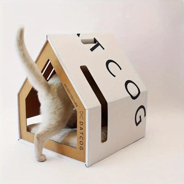 cardboard cat house with scratching board 7