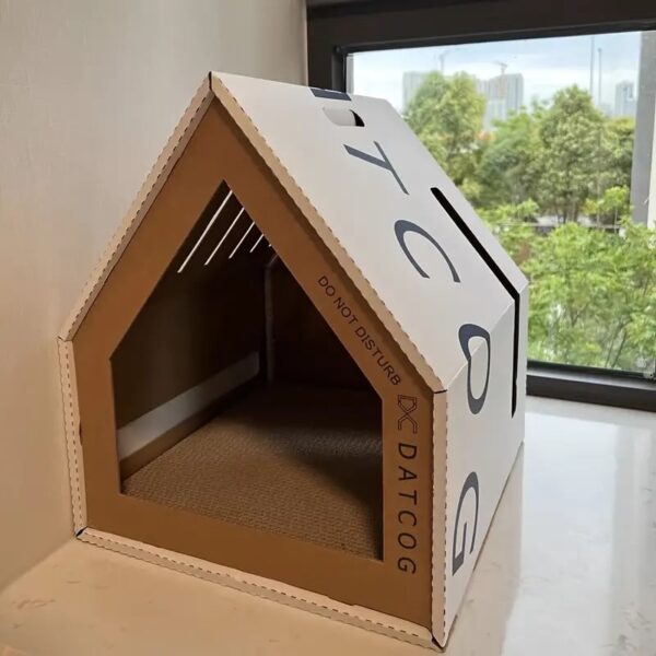 cardboard cat house with scratching board 9